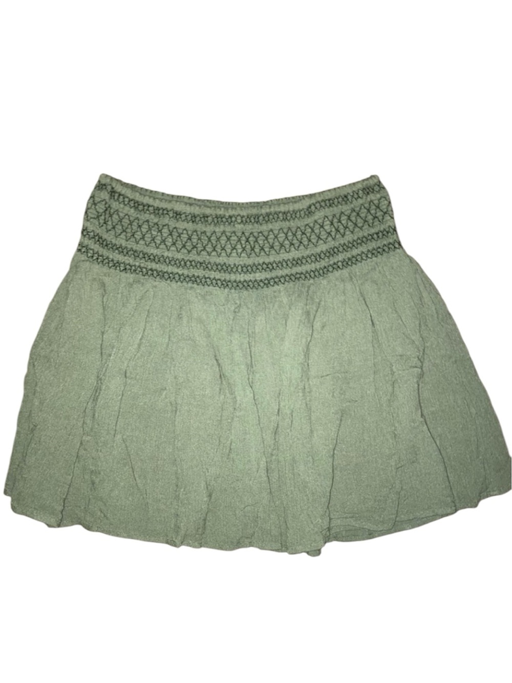 Y2k Abercrombie & Fitch Green Smocked Mini Skirt Women’s Size Small Boho,90’s
